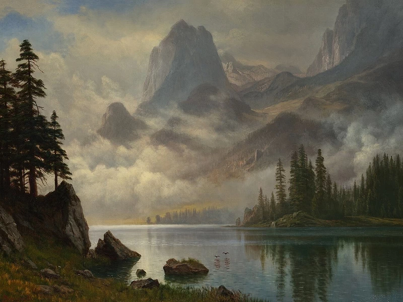 1830-Albert Bierstadt - Montagna fuori dalla nebbia, 1889